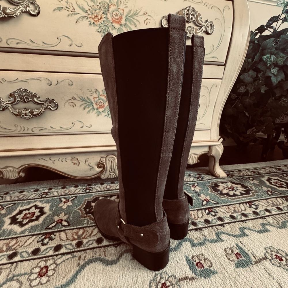 Bandolino Bonica Knee High Equestrian Suede Harness Boots - Picture 5 of 16